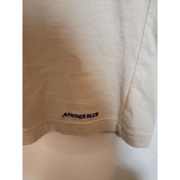 Vintage Anchor Blue Brand Short Sleeve Polo Shirt Mens Large Tan Blue - Picture 3 of 9